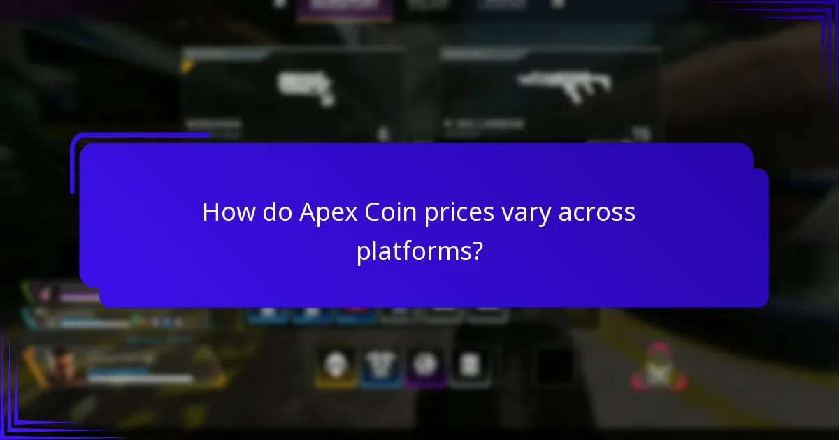 How do Apex Coin prices vary across platforms?